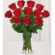 Florero con 12 Rosas Rojas