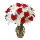 Florero con Rosas y Lilium - Flores Dia de la Madre