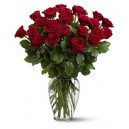 Magnifico Florero con 24 Rosas Rojas